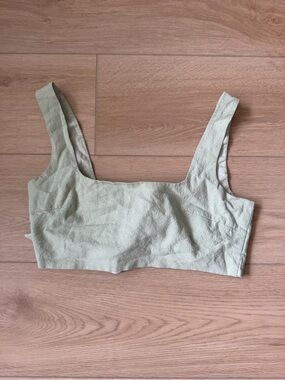 4th + Reckless Light Sage Green Textured Crop Tank Top